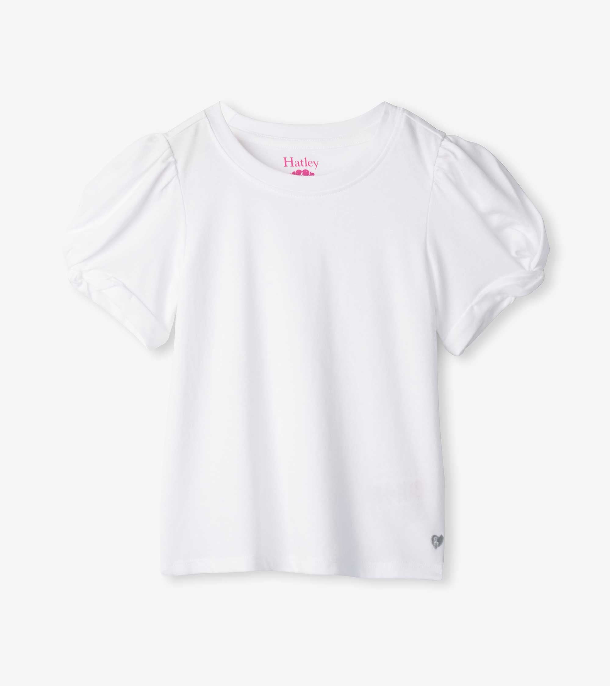 Hatley Girls White Twisted Sleeve Tee