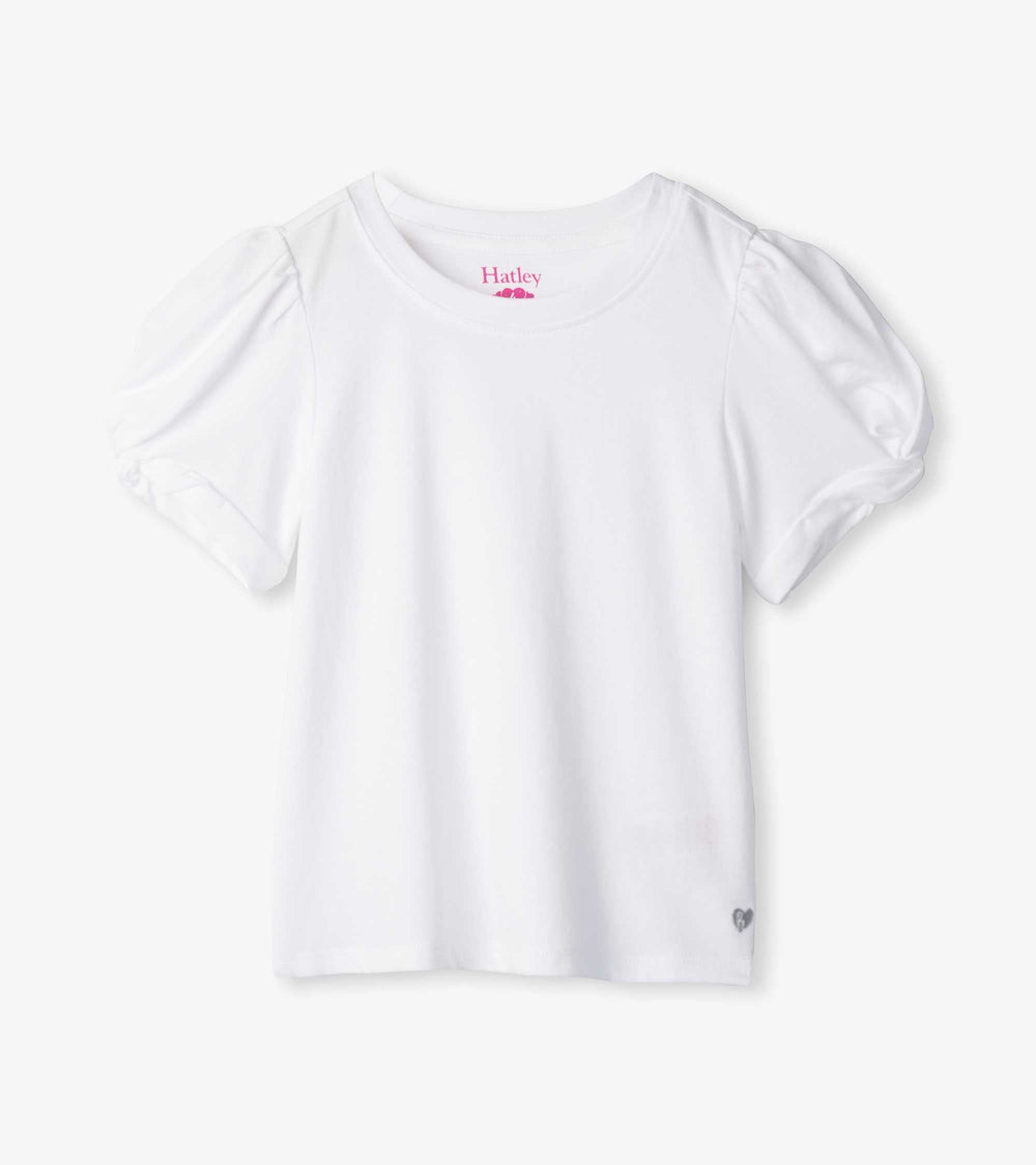 Hatley Girls White Twisted Sleeve Tee