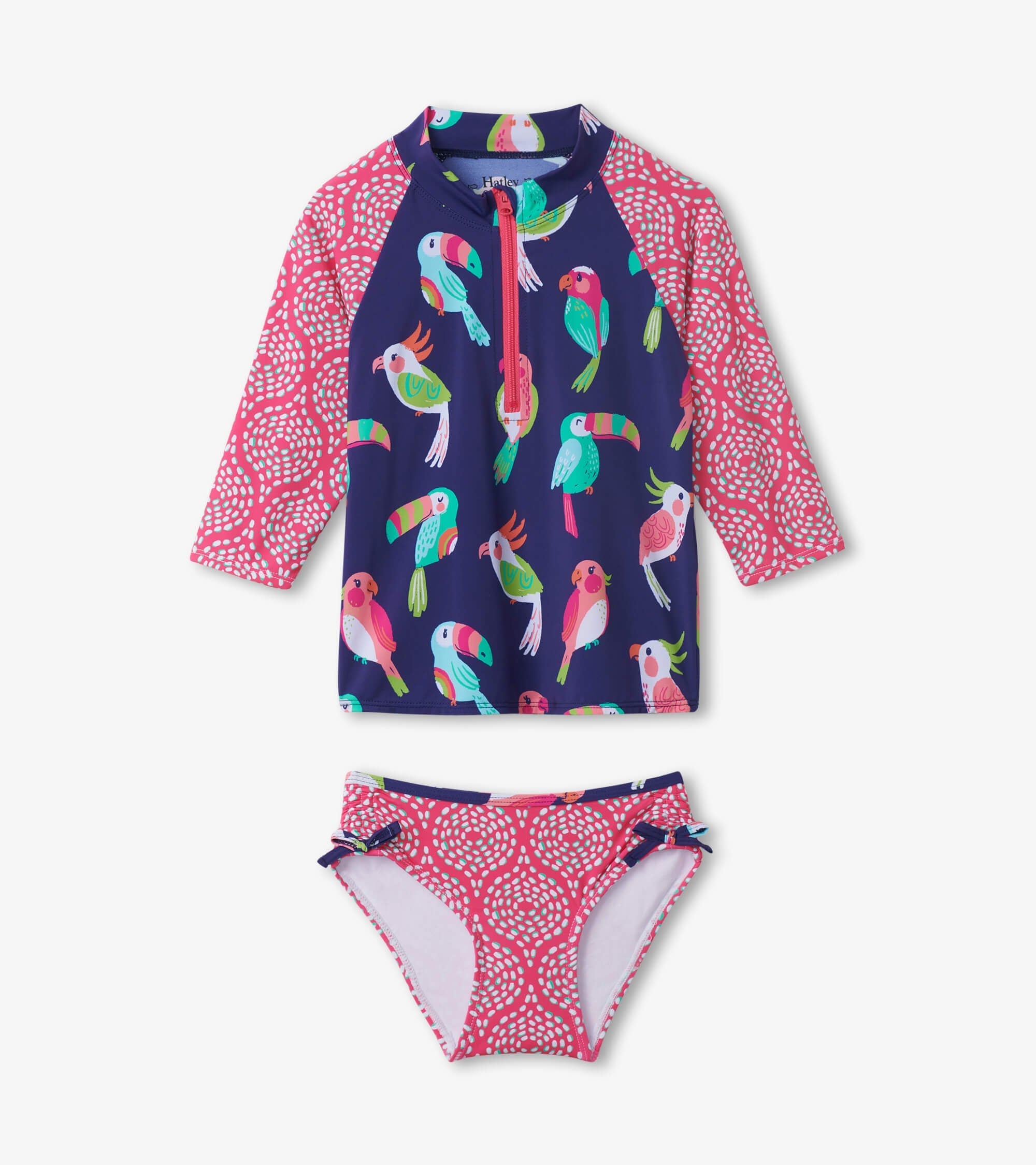 Hatley Girls Navy Tropical Birds Rashguard Set