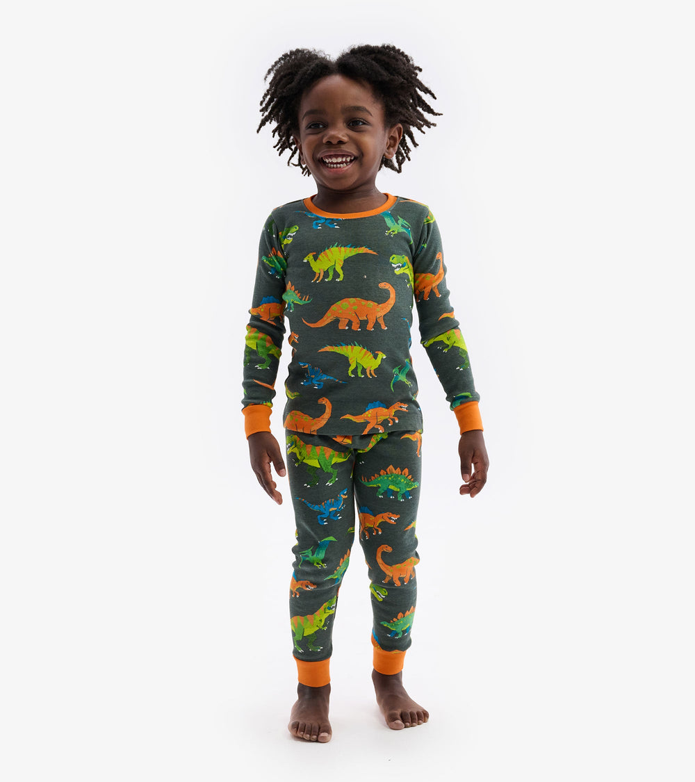 Hatley Colorblock Dino Pajama Set