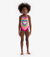 Hatley Psychedelic Heart Gather Front Swimsuit