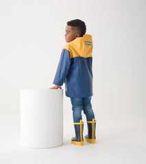 Hatley Kids Yellow & Navy Zip-Up Rain Jacket