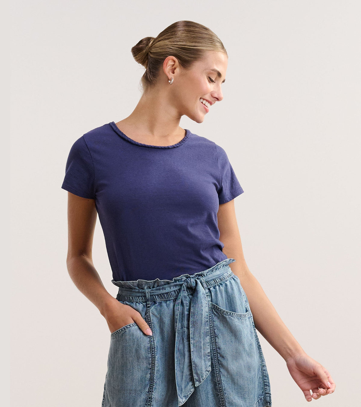 Hatley Braided Neck Tee - Navy