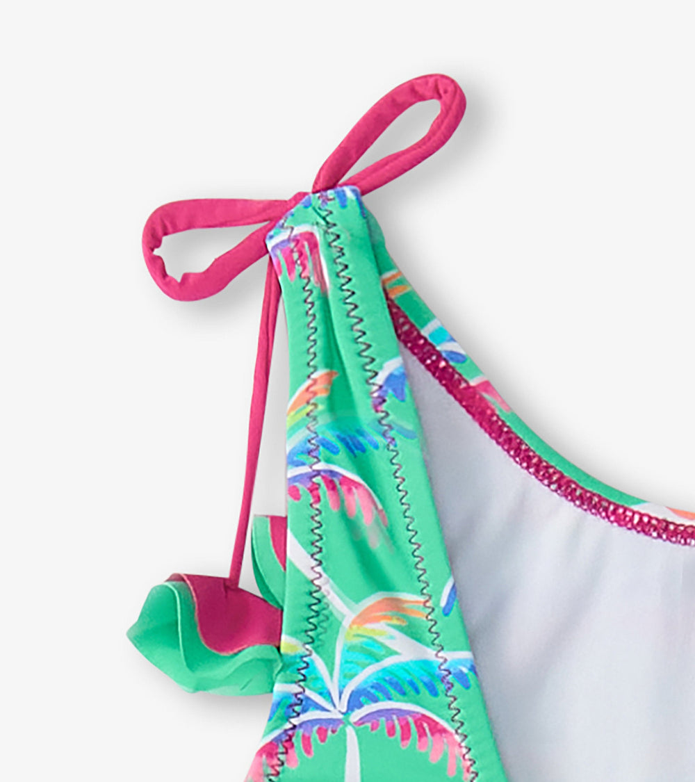 Hatley Girls Rainbow Palm Shoulder Shoulder Bow Swimsuit