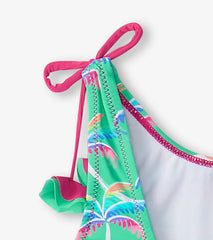 Hatley Girls Rainbow Palm Shoulder Shoulder Bow Swimsuit