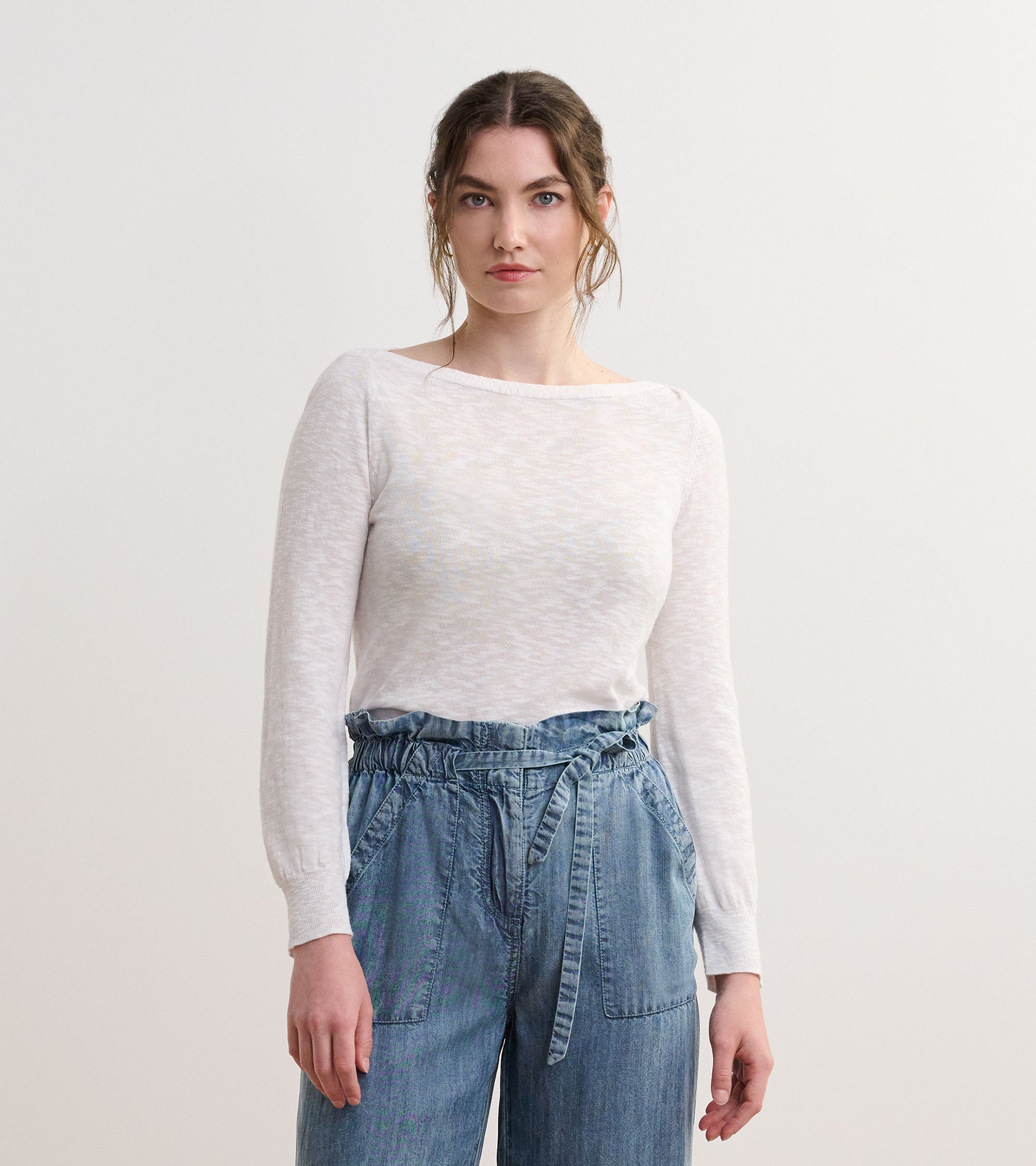 Hatley 3/4 Sleeve Knit Breton - White