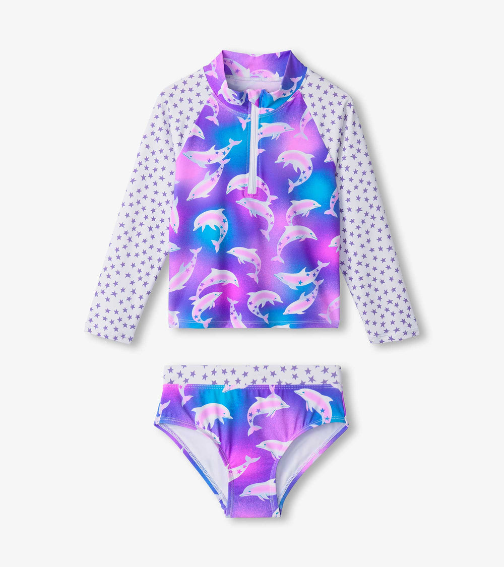 Hatley Girls Airbrush Dolphins Rashguard Set