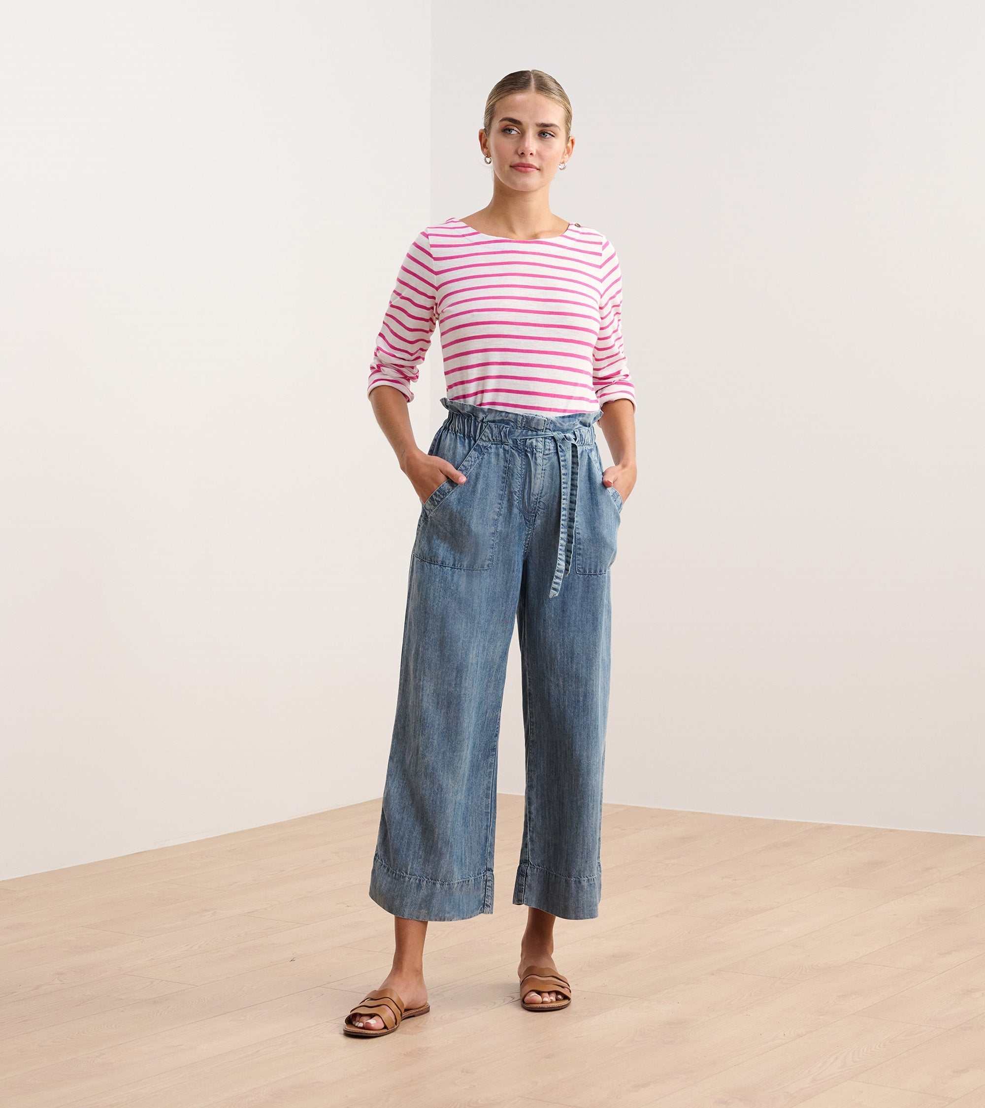 Hatley Tie Front Pants - Blue Acid Wash