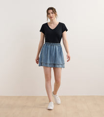 Hatley Layered Smocked Skirt - Blue Acid Wash