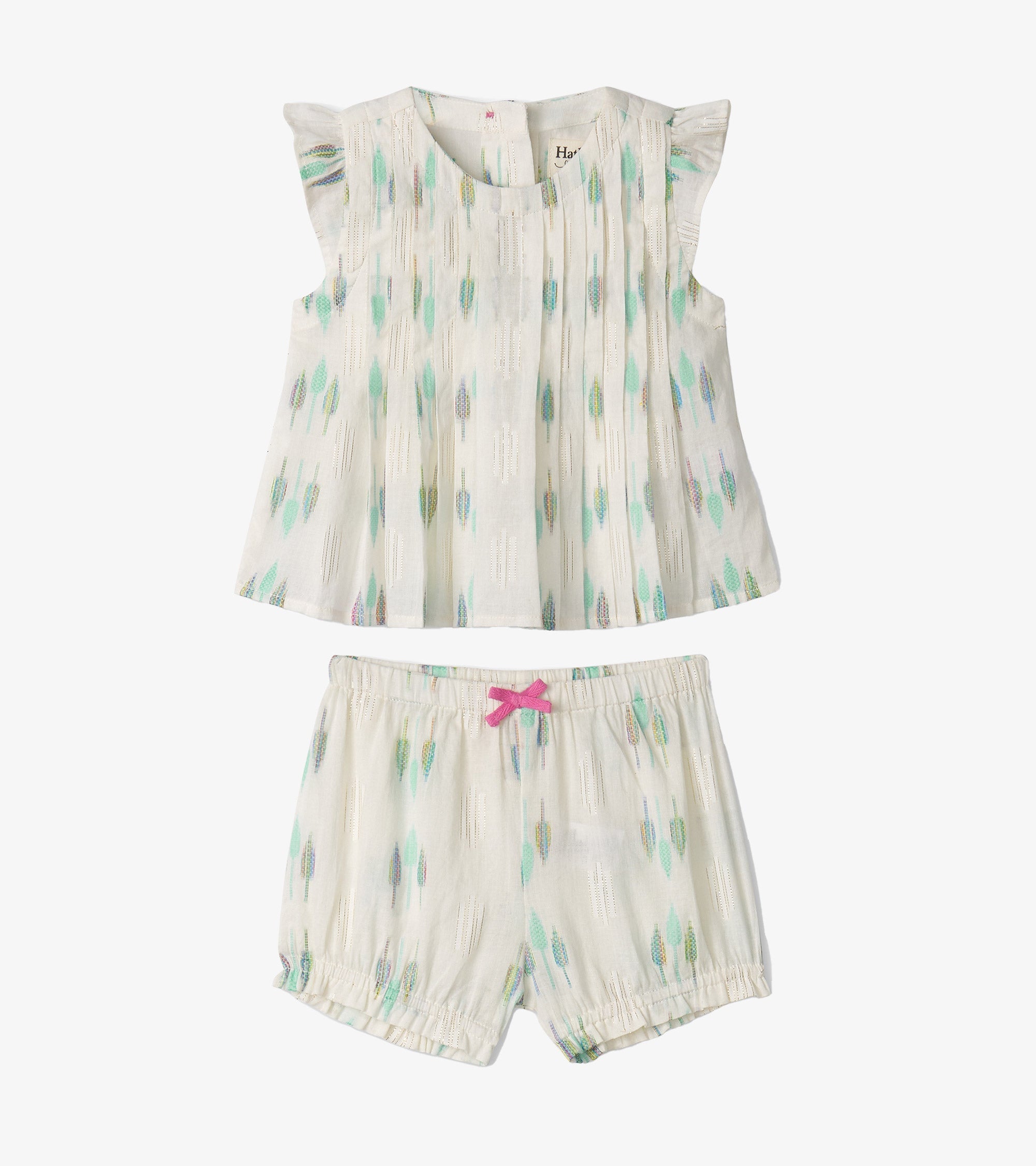 Hatley Baby & Toddler Girls Blue Feathers Pin Tuck Tup & Bloomer Set