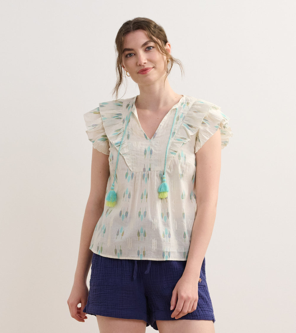 Hatley Alexa Popover - Blue Feather Ikat