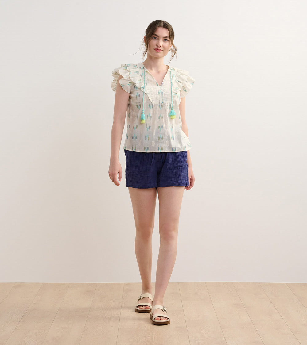Hatley Alexa Popover - Blue Feather Ikat