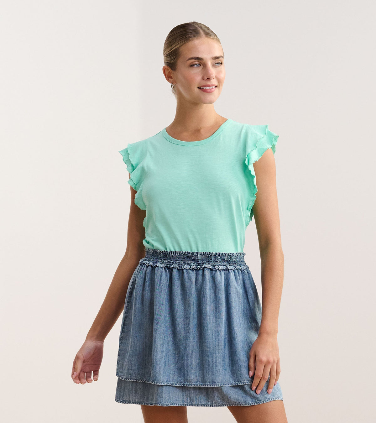 Hatley Layered Sleeve Tank - Turquoise