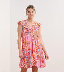 Hatley Zoe Ruffle Sleeve Dress - Blooming Palms