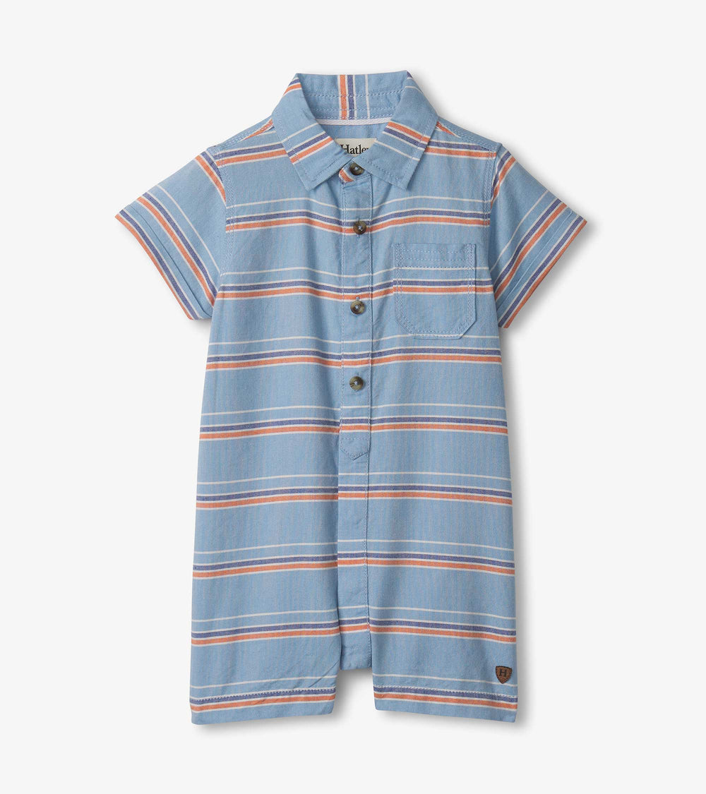 Hatley Baby & Toddler Boys Striped Blue Woven Romper