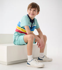 Hatley Boys Striped Teal Polo Tee