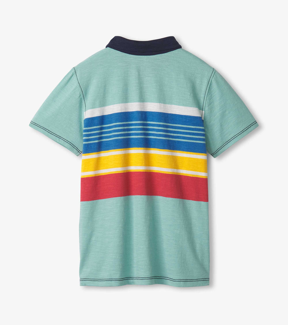Hatley Boys Striped Teal Polo Tee