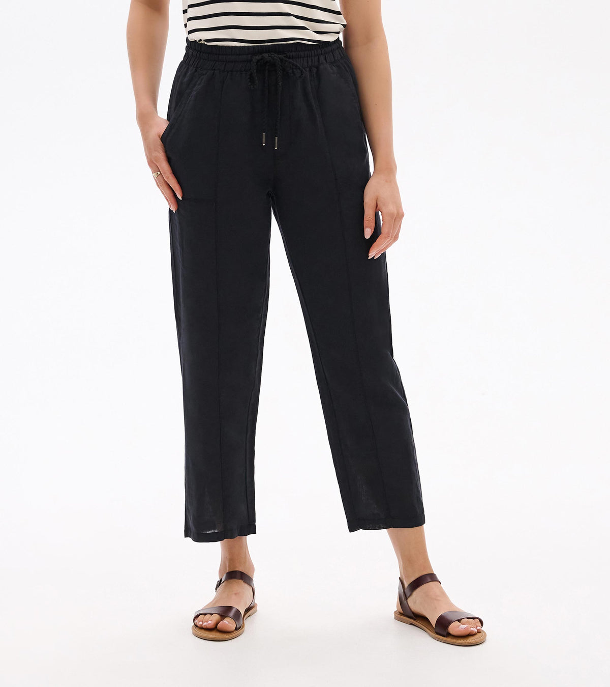 Hatley Straight Leg Linen Pants - Black