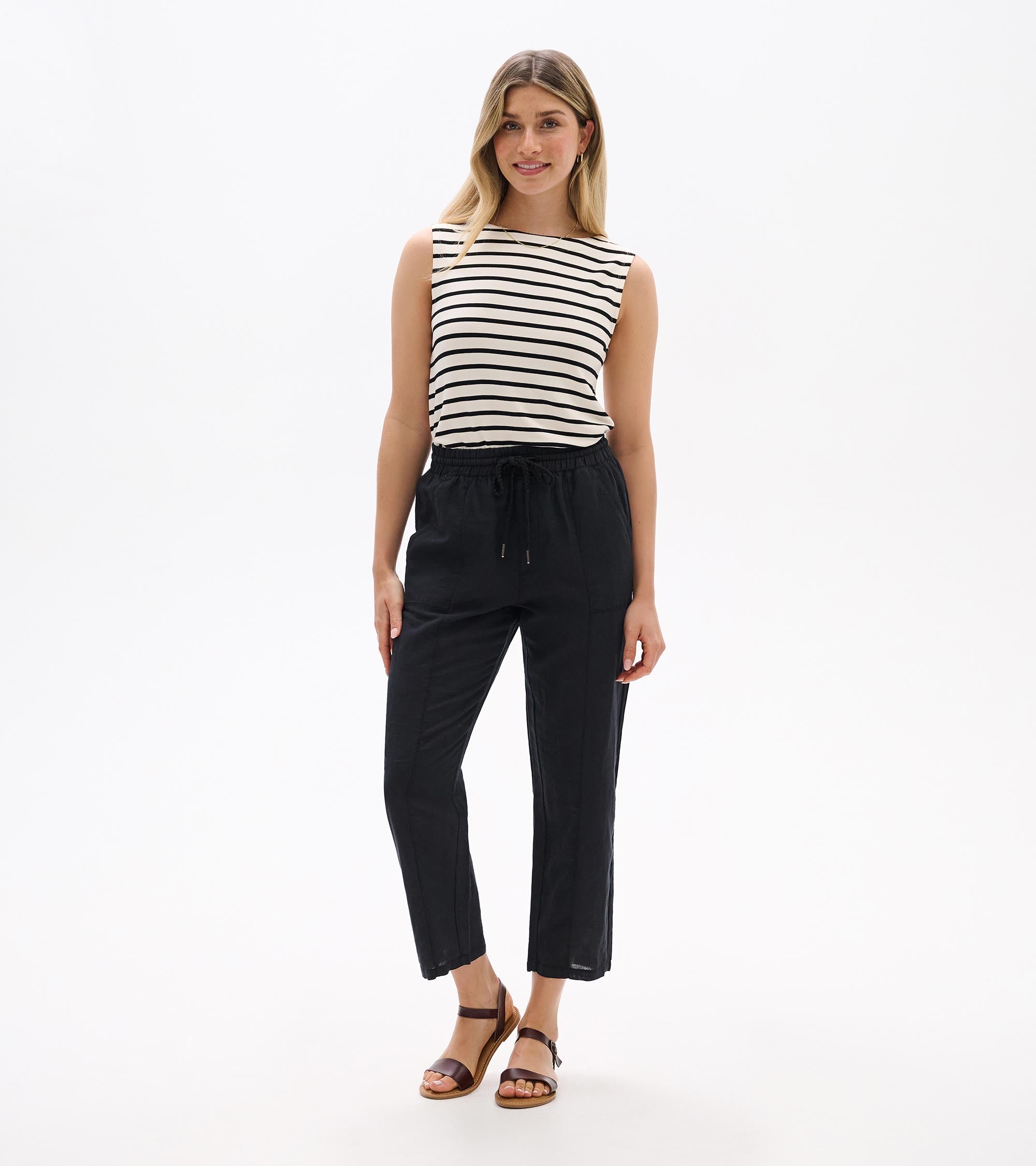 Hatley Straight Leg Linen Pants - Black