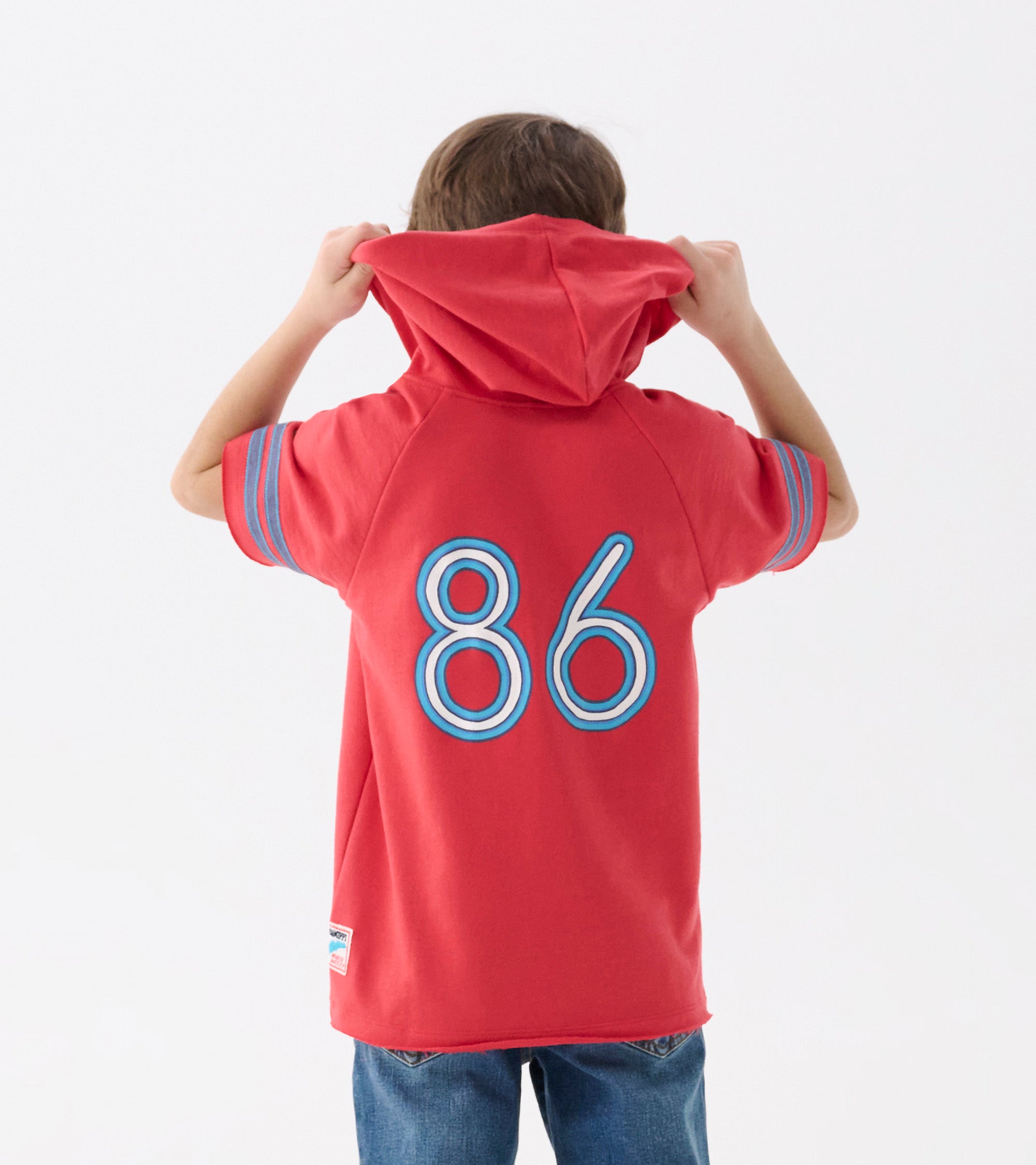 Hatley Boys Jersey Number Raglan Hoodie Tee