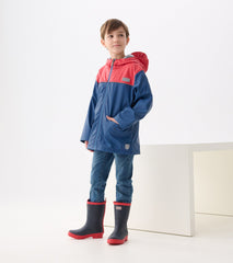 Hatley Boys Red & Navy Zip-Up Rain Jacket