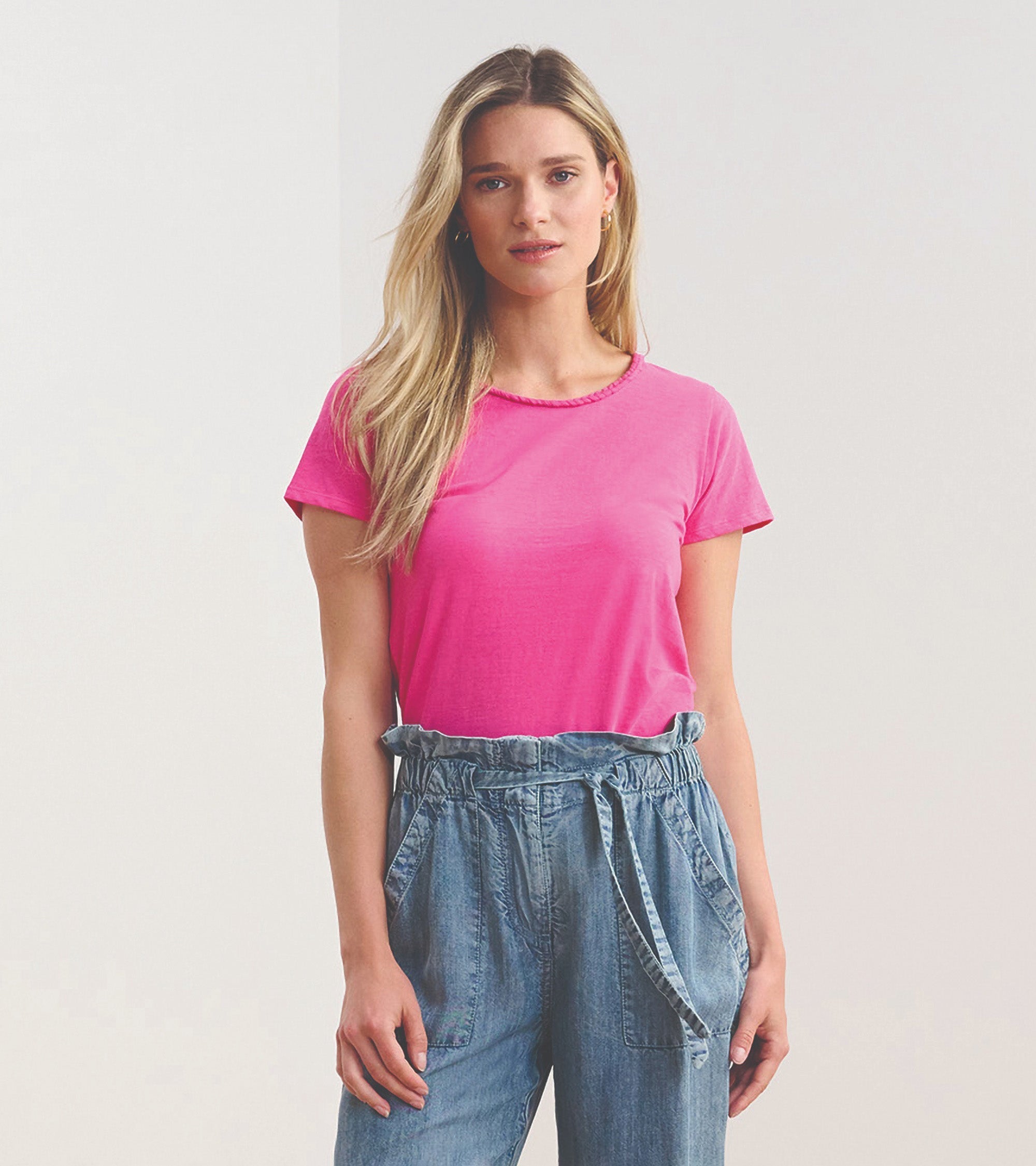 Hatley Braided Neck Tee - Fuschia
