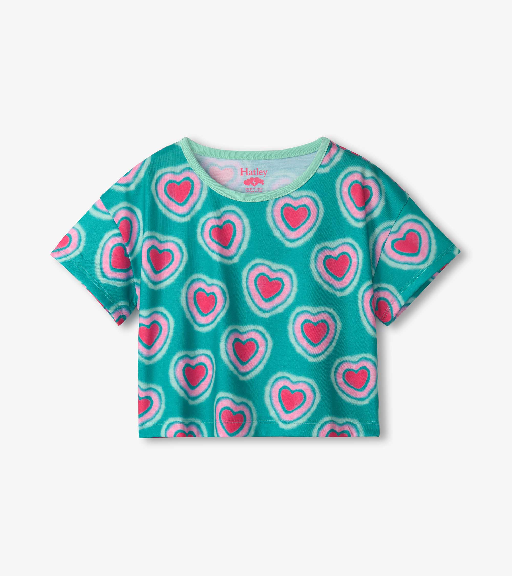 Hatley Girls Glowing Hearts Tee and Shorts Pajama Set