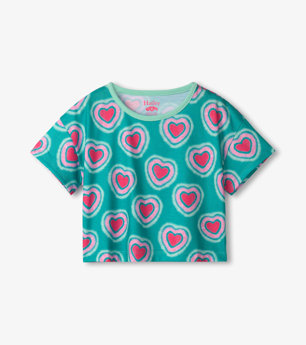 Hatley Girls Glowing Hearts Tee and Shorts Pajama Set