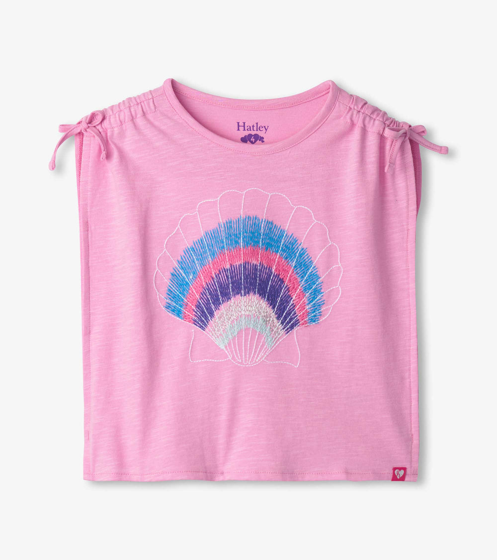 Hatley Girls Lilac Shell Cinched Shoulder Top