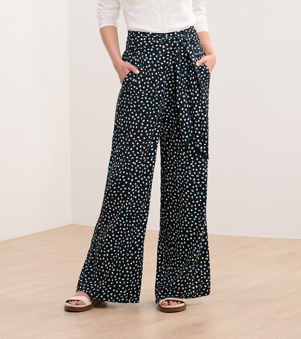 Hatley Belted Wide Leg Pants - Multi Dots