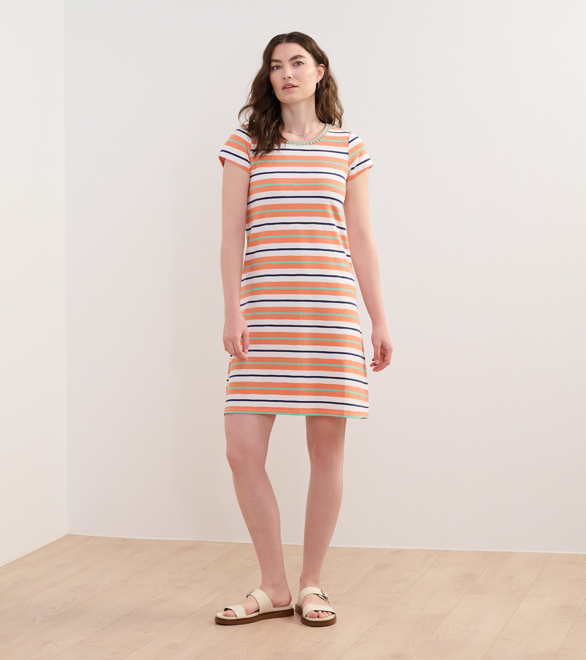 Hatley Cici A-Line Dress - Melon Stripes