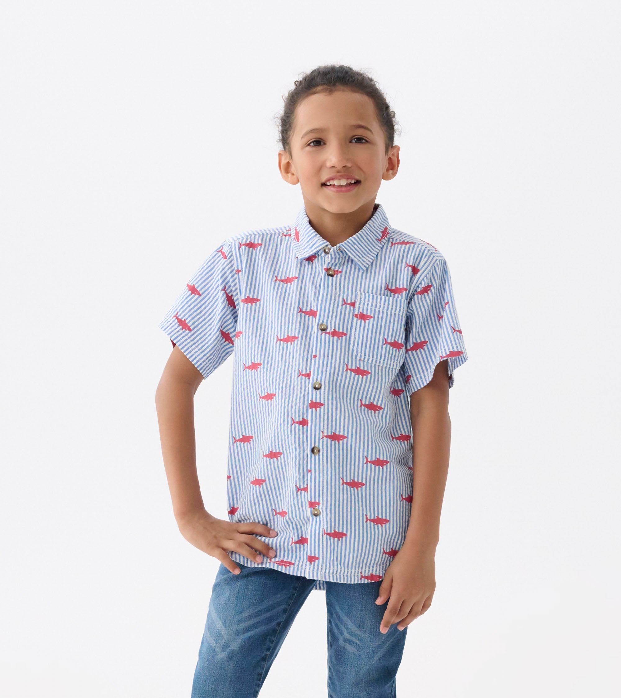 Hatley Boys Shark Silhouette Button Down Shirt