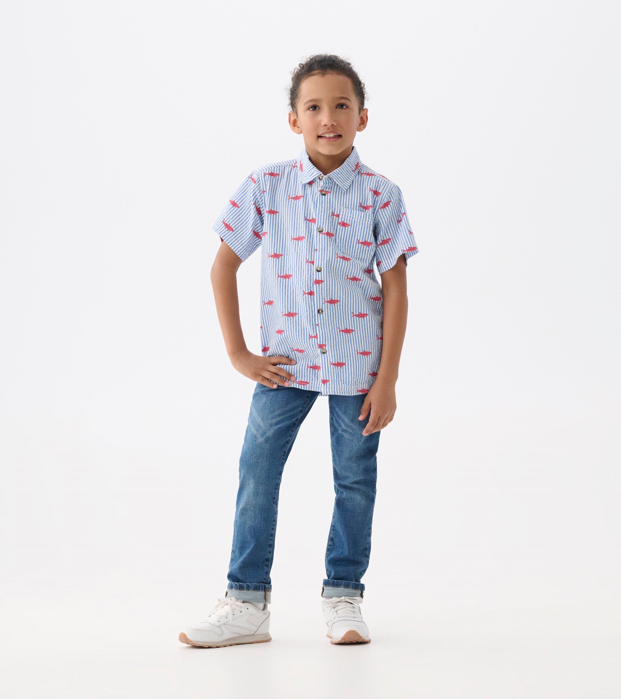 Hatley Boys Shark Silhouette Button Down Shirt
