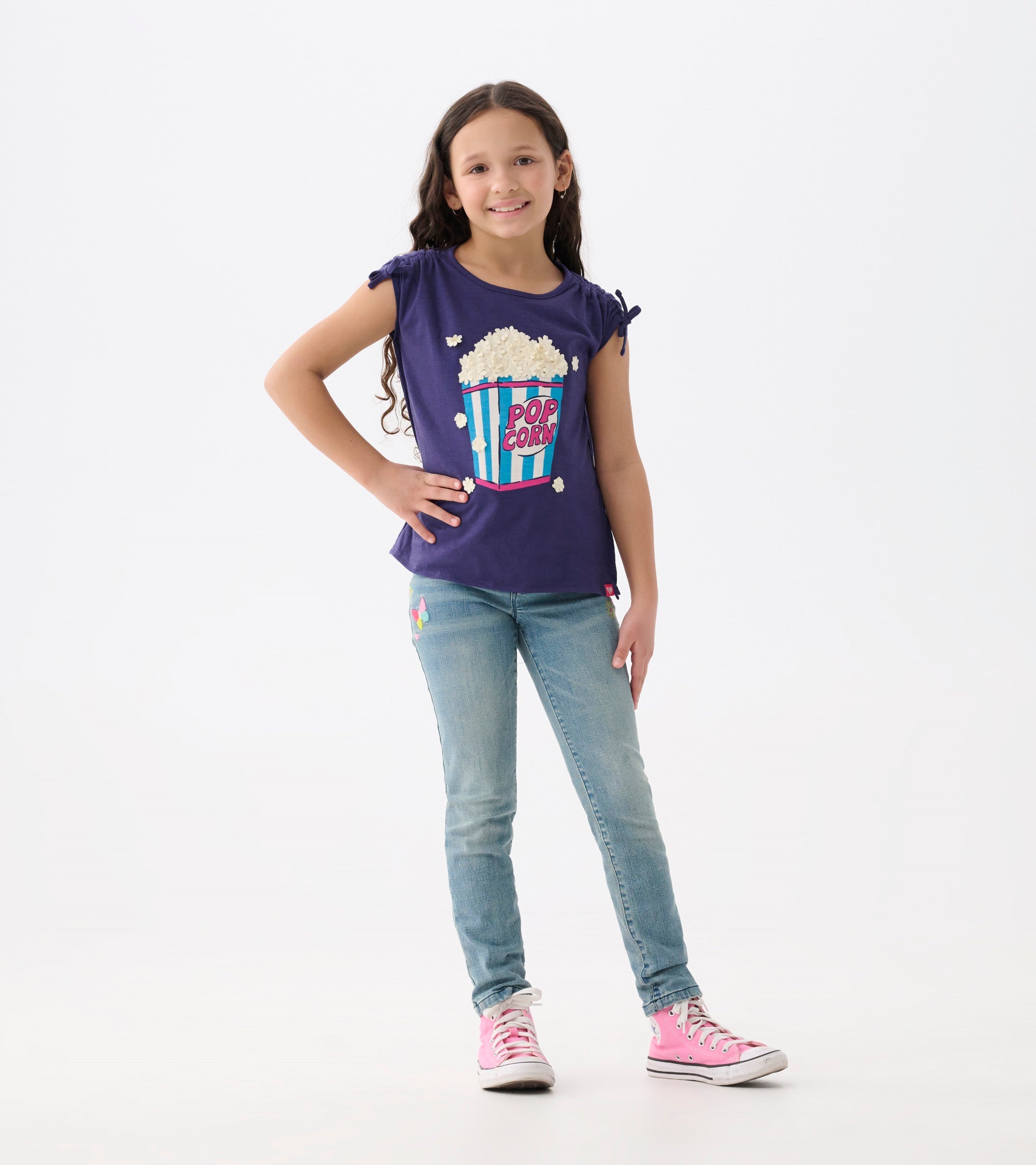 Hatley Girls Pop Corn Cinched Cinched Shoulder Top