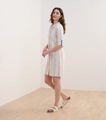 Hatley Cara Shirt Dress - Peach Chain Stripes
