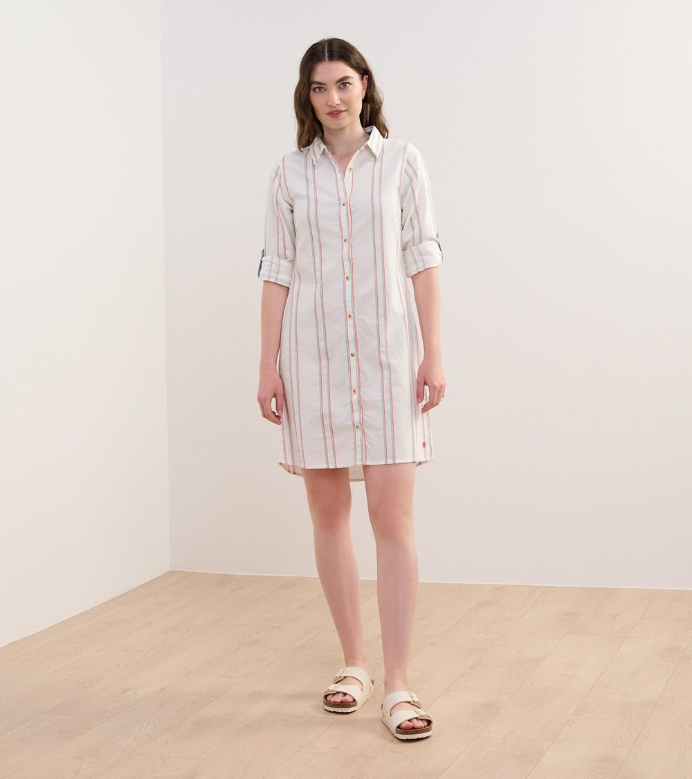 Hatley Cara Shirt Dress - Peach Chain Stripes