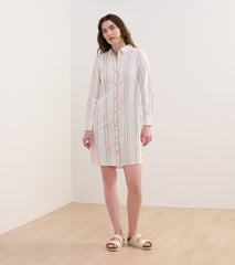 Hatley Cara Shirt Dress - Peach Chain Stripes