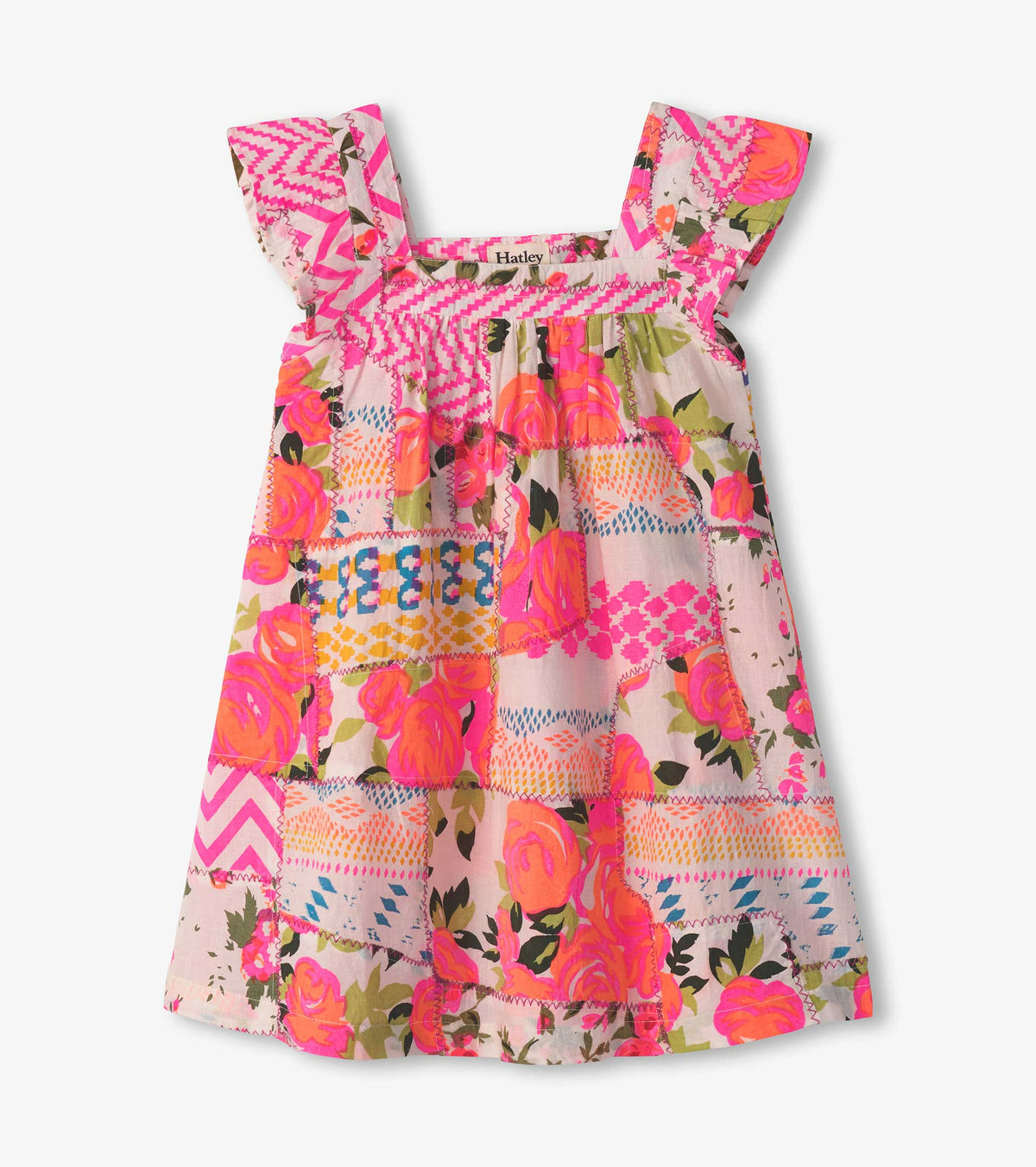 Hatley Girls Floral Patchwork Flutter Puff Dress