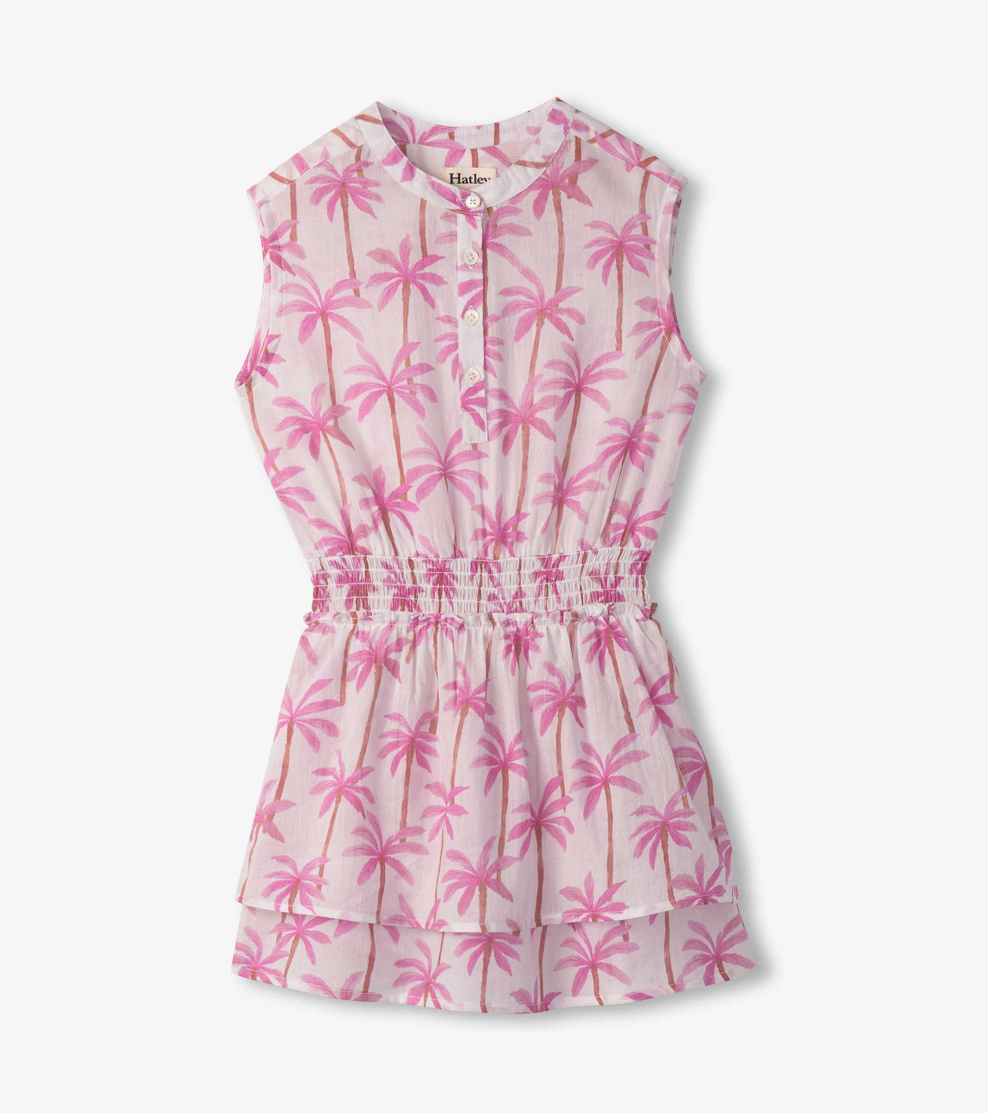 Hatley Girls Palm Trees Smocked Waist Dress