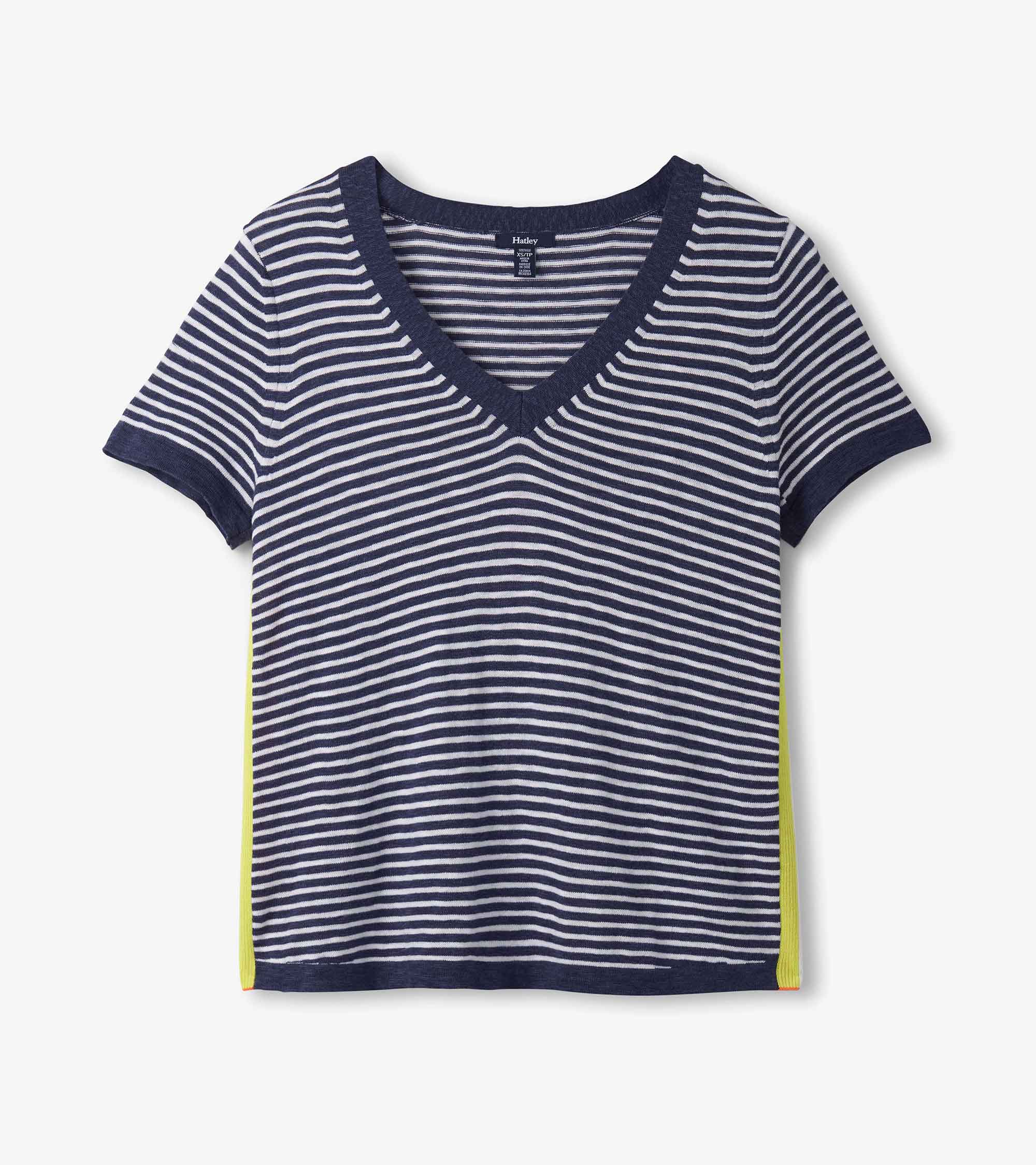 Hatley V-Neck Knit Tee - Patriot Blue Stripes