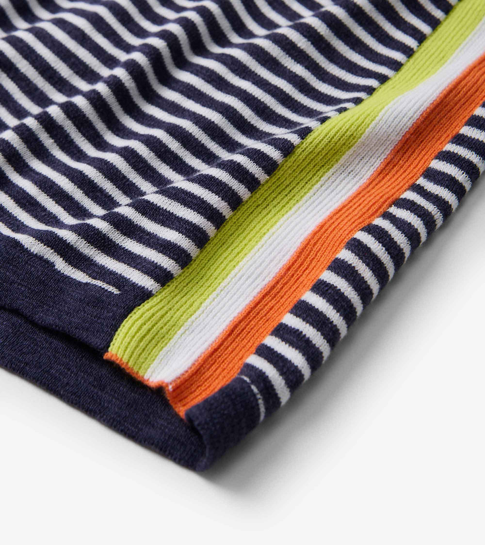 Hatley V-Neck Knit Tee - Patriot Blue Stripes