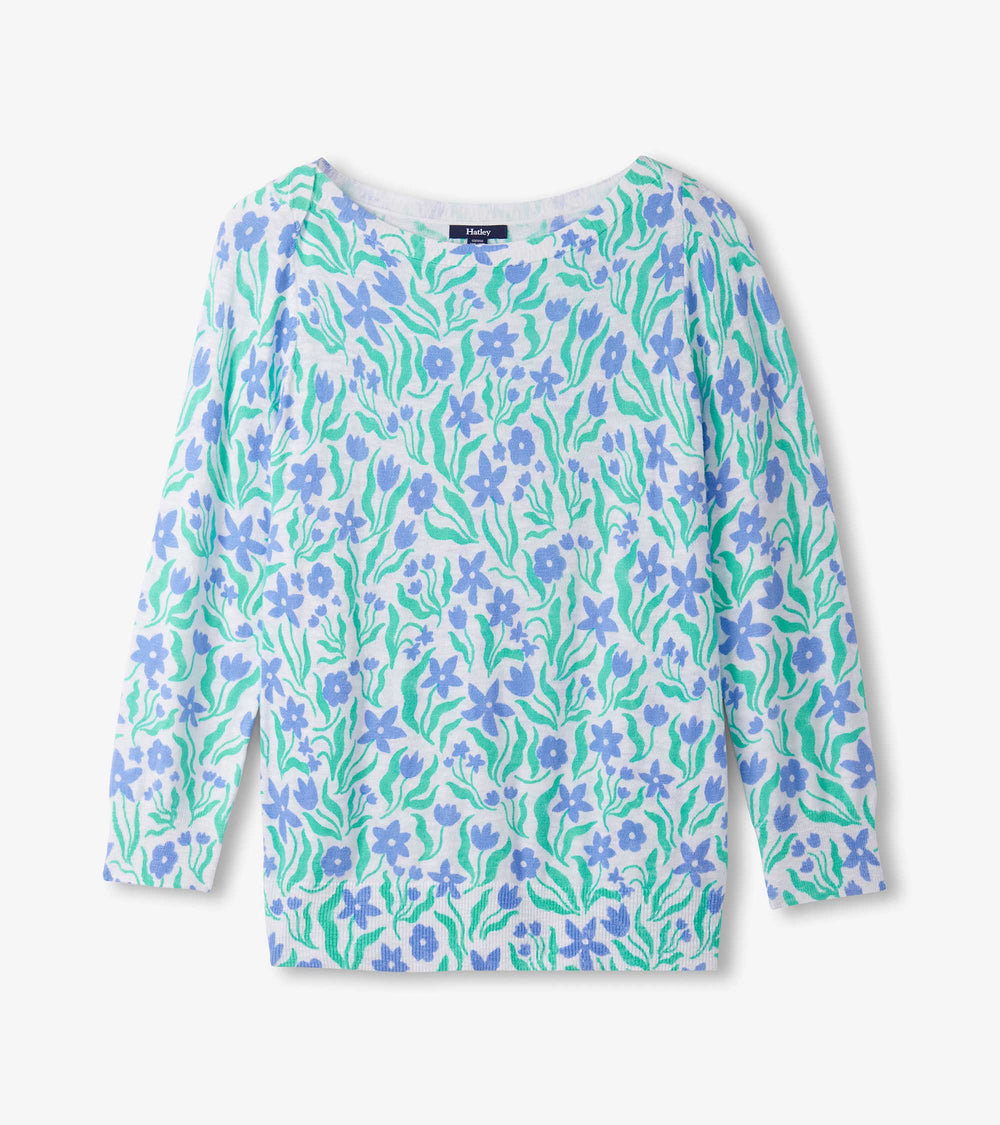 Hatley 3/4 Sleeve Knit Breton - Painted Flowers