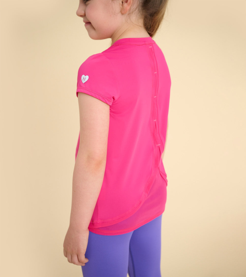 Hatley Girls Pink Mesh Trim T-Shirt