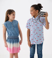 Hatley Girls Sapphire Stripes Smocked Waist Dress