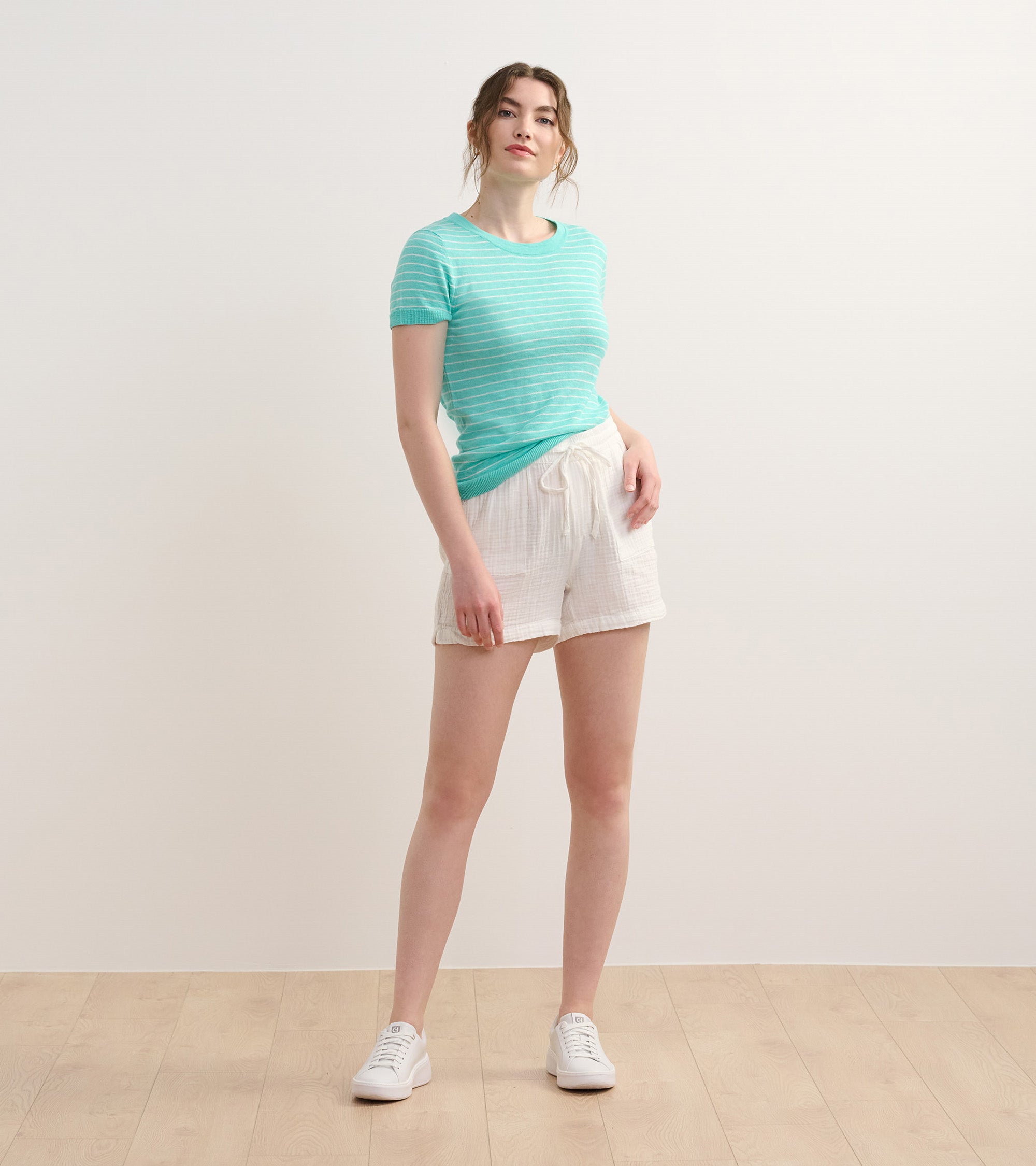 Hatley Simone Knit Tee - Teal Stripes