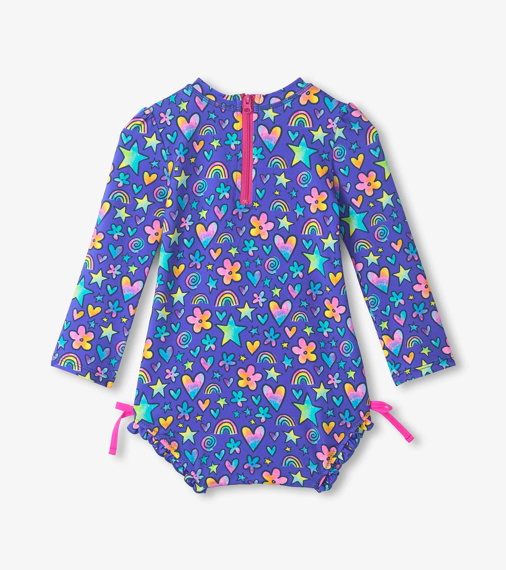 Hatley Baby Girls Watercolor Doodles Rashguard Swimsuit
