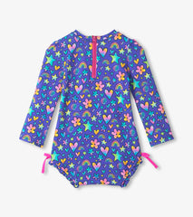 Hatley Baby Girls Watercolor Doodles Rashguard Swimsuit