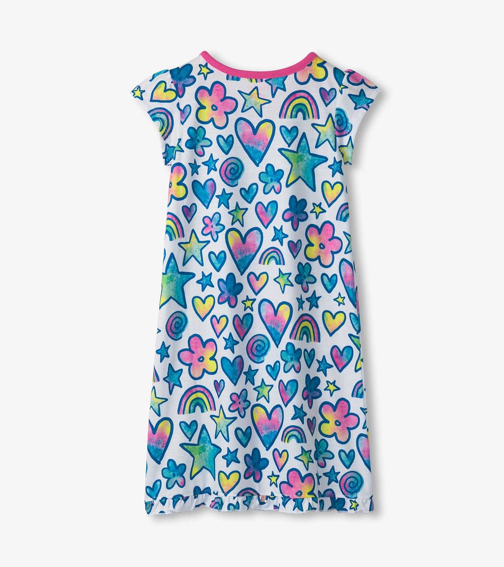 Hatley Girls Watercolor Doodles Nightdress