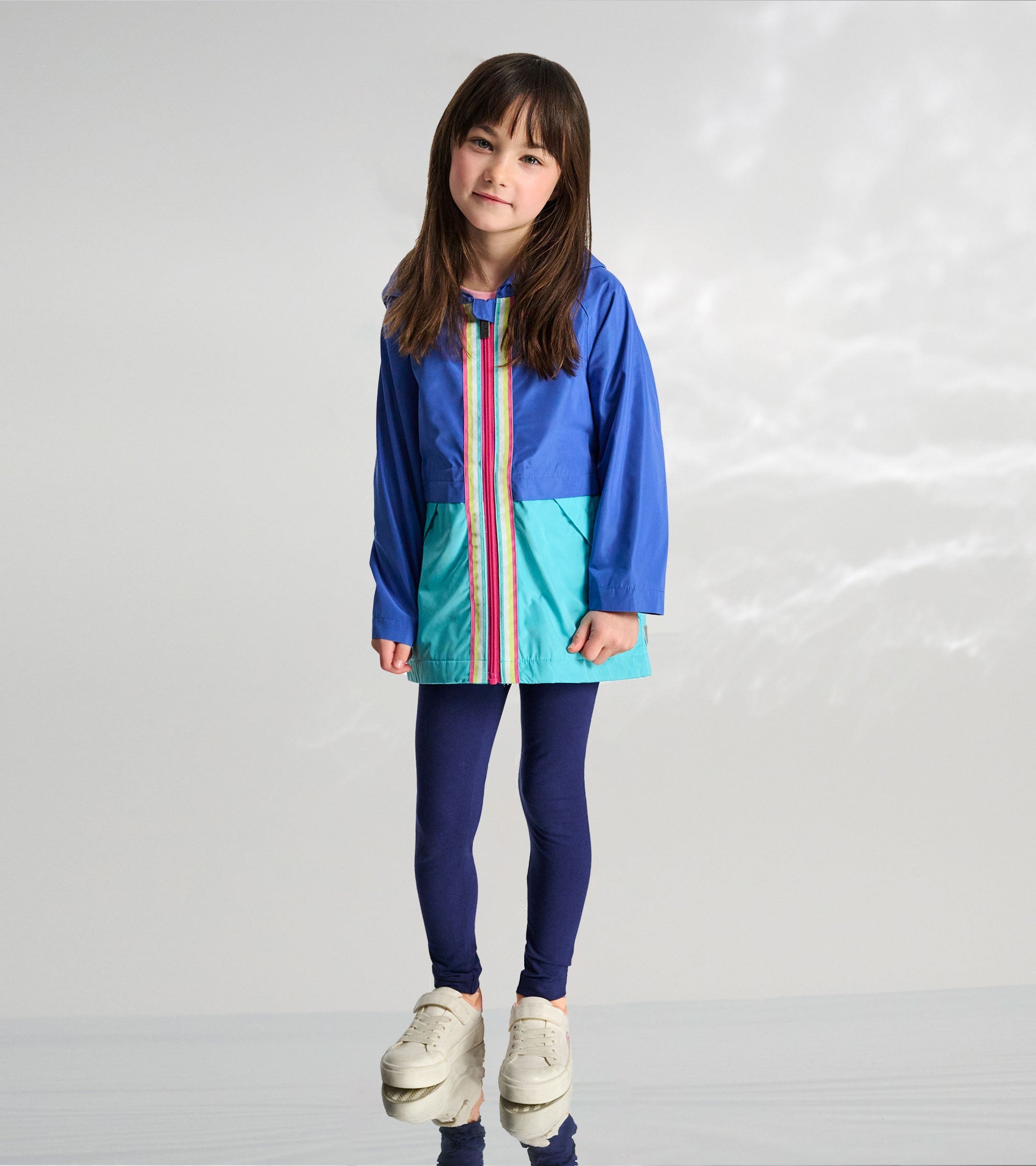 Hatley Girls Blue Colorblock Jersey-Lined Rain Jacket