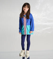 Hatley Girls Blue Colorblock Jersey-Lined Rain Jacket
